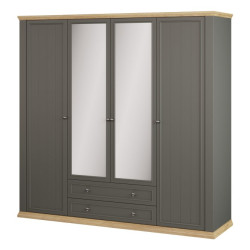 Szafa z lustrem 220 cm Pontypool PNTS941 uni wolfram szary/dąb mauvella