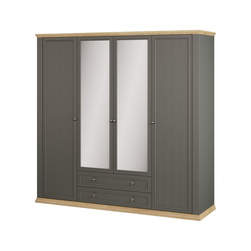 Szafa z lustrem 220 cm Pontypool PNTS941 uni wolfram szary/dąb mauvella