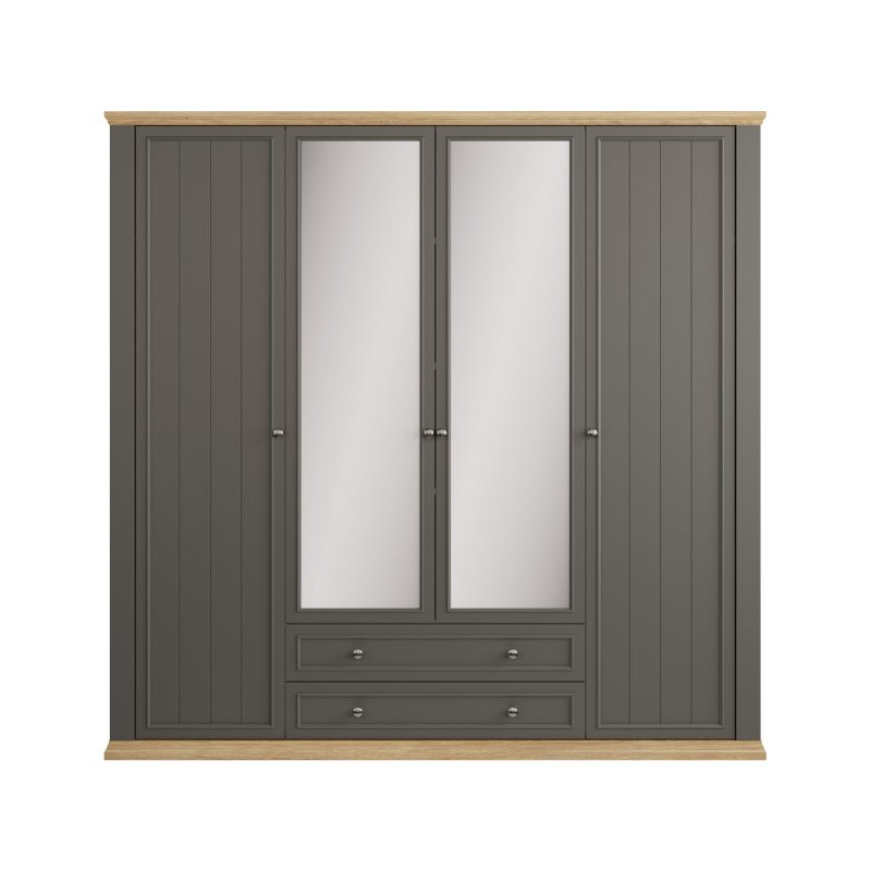 Szafa z lustrem 220 cm Pontypool PNTS941 uni wolfram szary/dąb mauvella