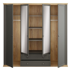 Szafa z lustrem 220 cm Pontypool PNTS941 uni wolfram szary/dąb mauvella