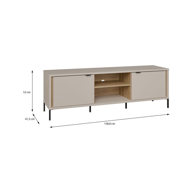Szafka RTV 160 cm Seravel SVLT131 piaskowy/dąb mauvella