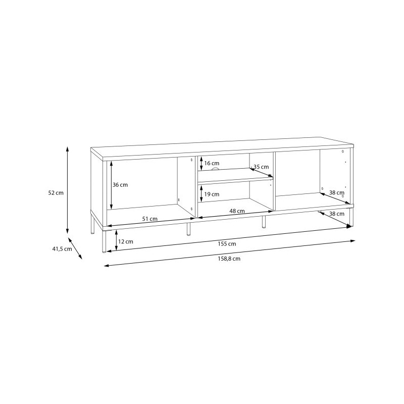 Szafka RTV 160 cm Seravel SVLT131 piaskowy/dąb mauvella