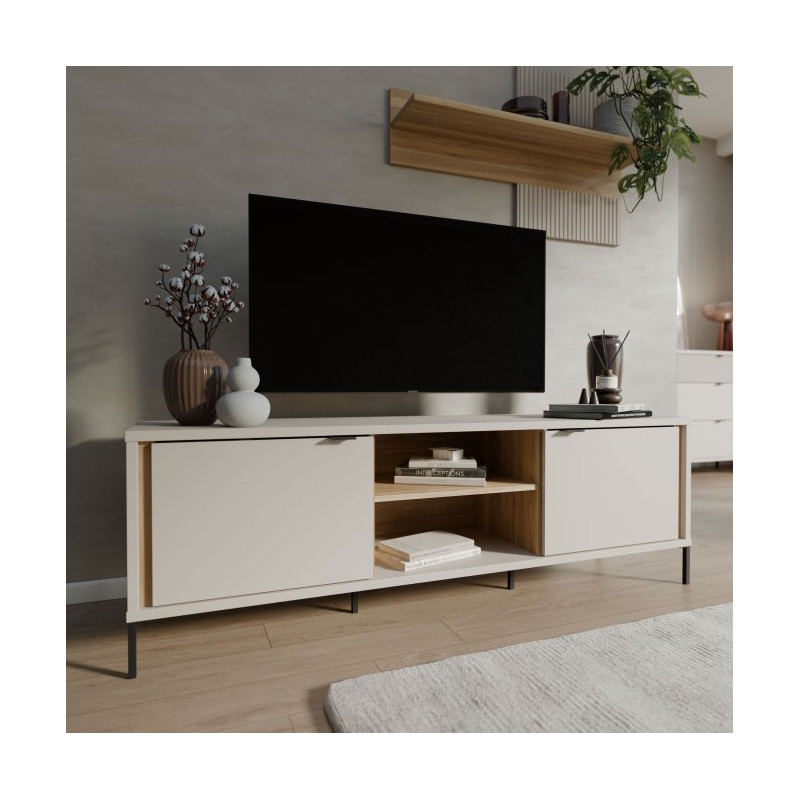 Szafka RTV 160 cm Seravel SVLT131 piaskowy/dąb mauvella