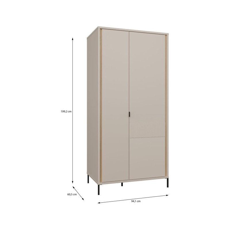 Szafa otwierana 95 cm Seravel SVLS821R piaskowy/dąb mauvella