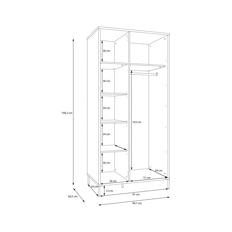Szafa otwierana 95 cm Seravel SVLS821R piaskowy/dąb mauvella