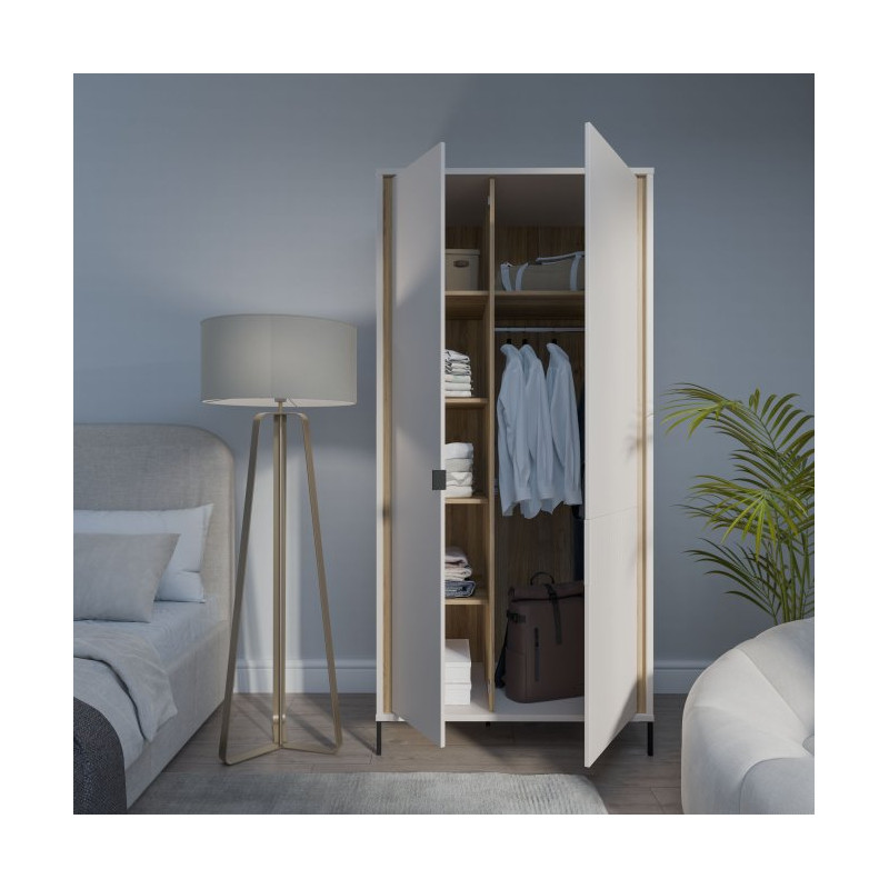 Szafa otwierana 95 cm Seravel SVLS821R piaskowy/dąb mauvella