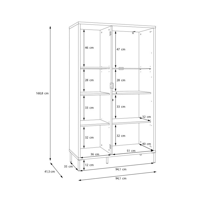 Witryna 94 cm Seravel SVLV621L piaskowy/dąb mauvella