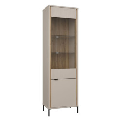 Wąska witryna 60 cm Seravel SVLV711 piaskowy/dąb mauvella