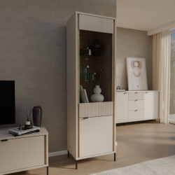Wąska witryna 60 cm Seravel SVLV711 piaskowy/dąb mauvella