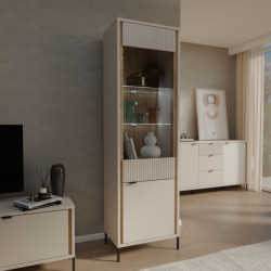 Wąska witryna 60 cm Seravel SVLV711 piaskowy/dąb mauvella