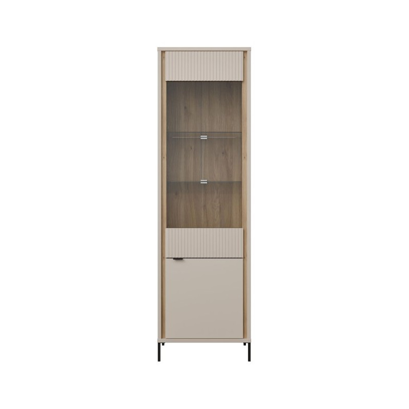 Wąska witryna 60 cm Seravel SVLV711 piaskowy/dąb mauvella