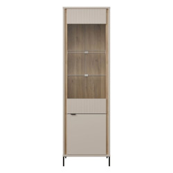 Wąska witryna 60 cm Seravel SVLV711 piaskowy/dąb mauvella