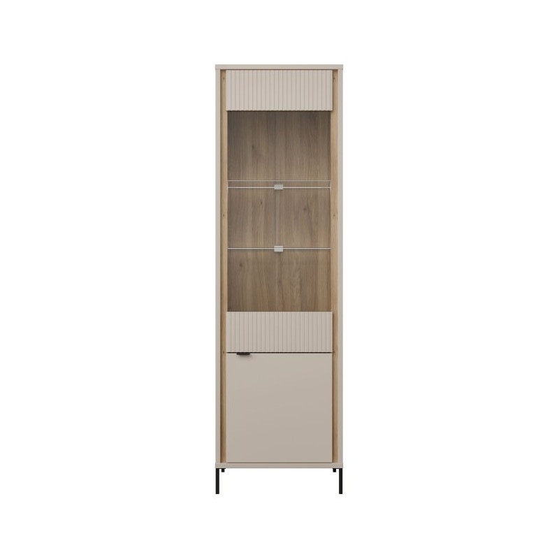 Wąska witryna 60 cm Seravel SVLV711 piaskowy/dąb mauvella
