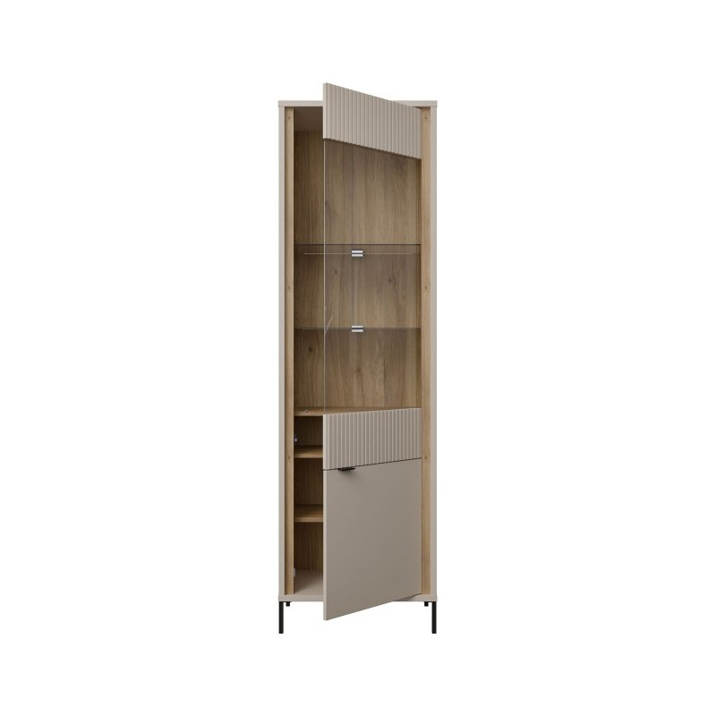 Wąska witryna 60 cm Seravel SVLV711 piaskowy/dąb mauvella