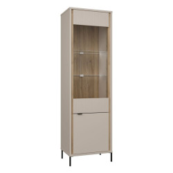 Wąska witryna 60 cm Seravel SVLV711 piaskowy/dąb mauvella