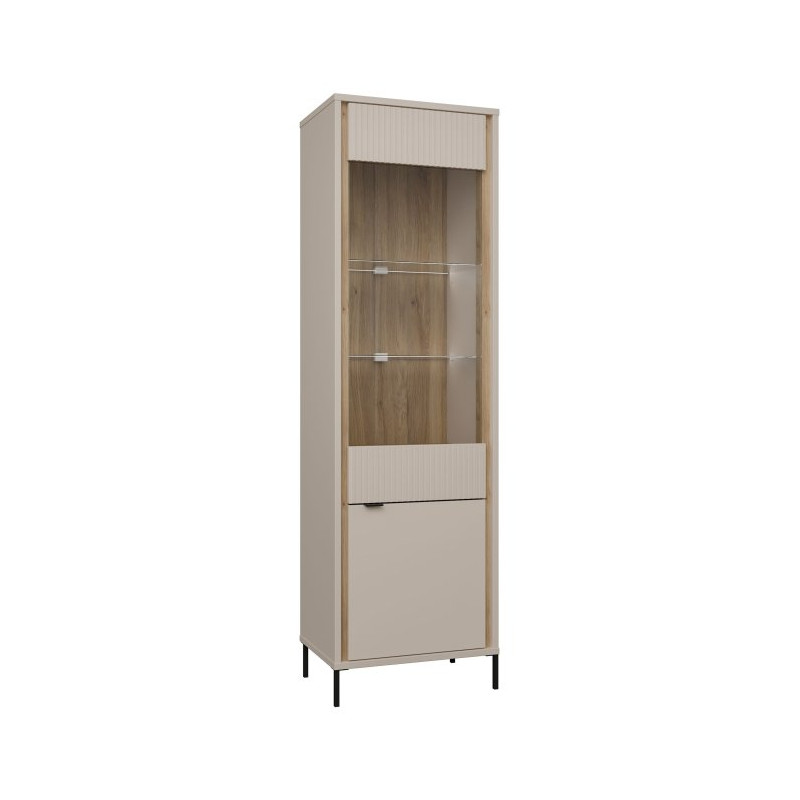 Wąska witryna 60 cm Seravel SVLV711 piaskowy/dąb mauvella