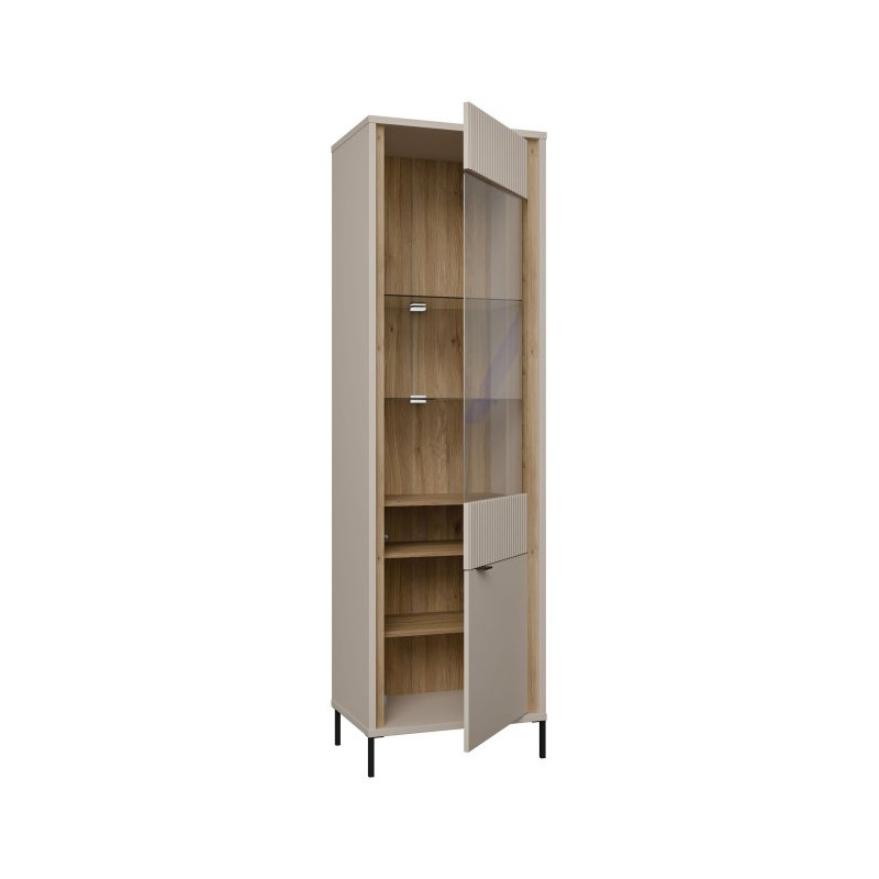 Wąska witryna 60 cm Seravel SVLV711 piaskowy/dąb mauvella