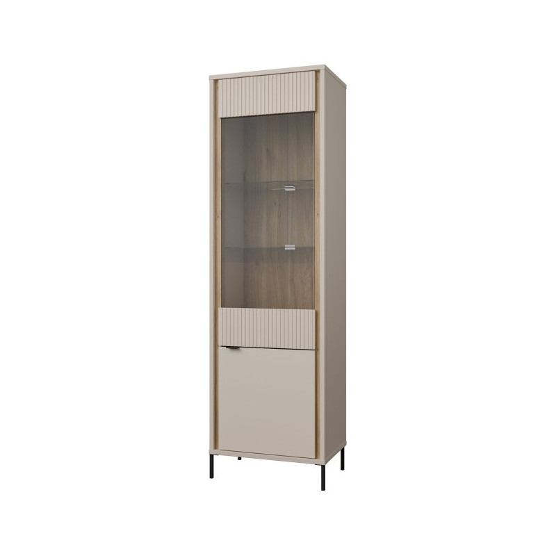 Wąska witryna 60 cm Seravel SVLV711 piaskowy/dąb mauvella