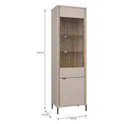 Wąska witryna 60 cm Seravel SVLV711 piaskowy/dąb mauvella