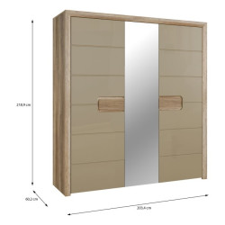 Szafa trzydrzwiowa Tiziano TZMS83 dąb antyczny/beżowy