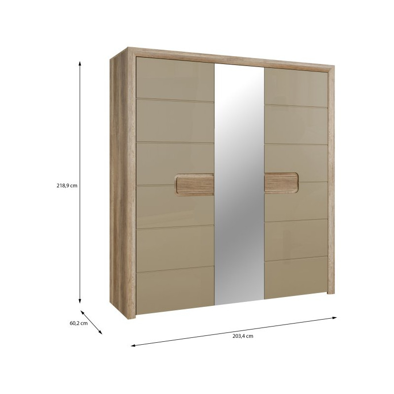 Szafa trzydrzwiowa Tiziano TZMS83 dąb antyczny/beżowy