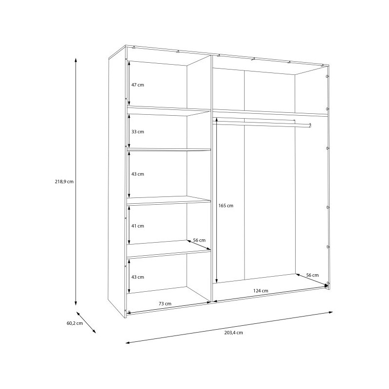 Szafa trzydrzwiowa Tiziano TZMS83 dąb antyczny/beżowy