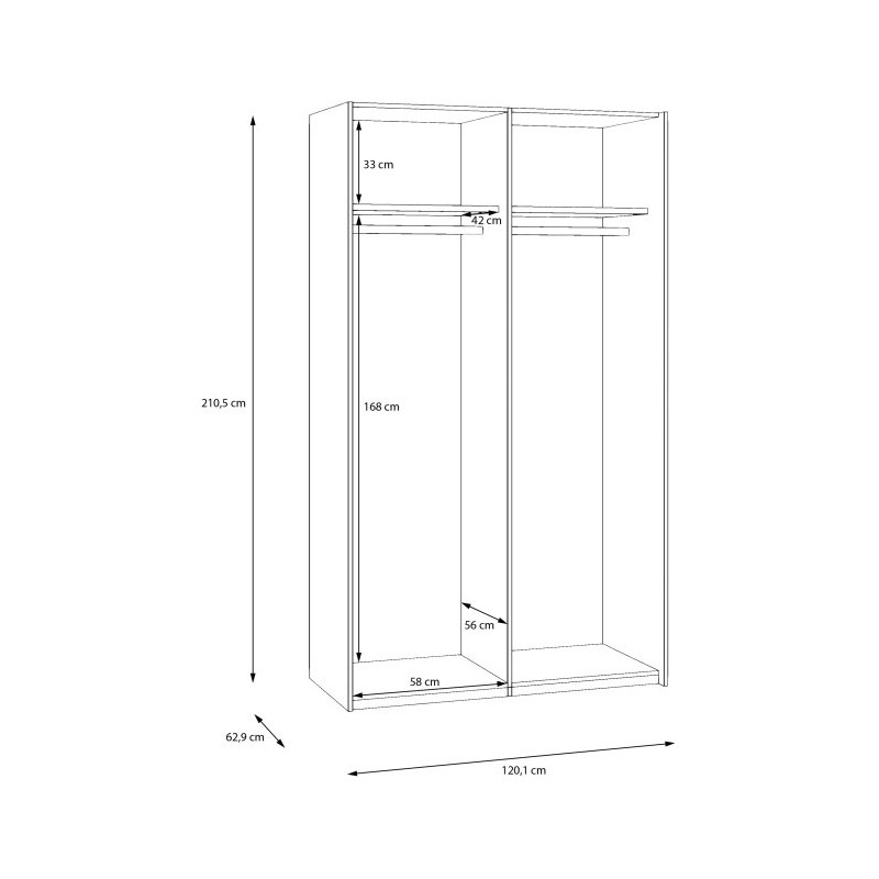 Szafa przesuwna 120 cm z lustrem Sophistispace SSQS62412 beżowy