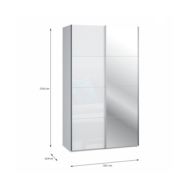 Szafa przesuwna 120 cm z lustrem Sophistispace SSQS62412 biały połysk