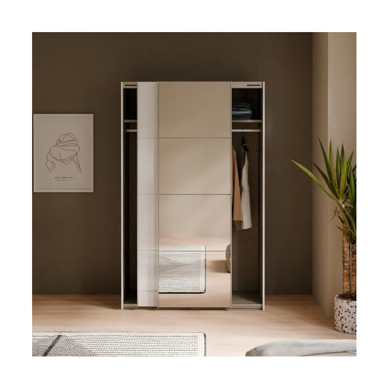 Szafa przesuwna 120 cm z lustrem Sophistispace SSQS62412 biały połysk