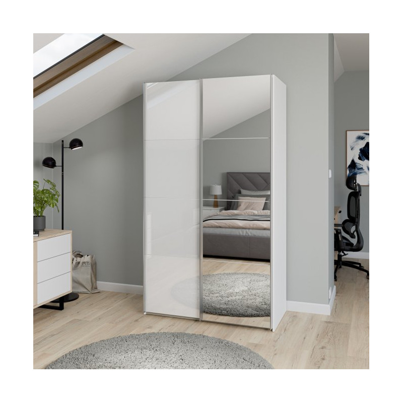 Szafa przesuwna 120 cm z lustrem Sophistispace SSQS62412 biały połysk