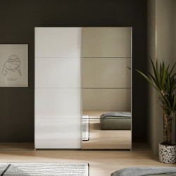 Szafa przesuwna 150 cm z lustrem Sophistispace SSQS72414 biały połysk