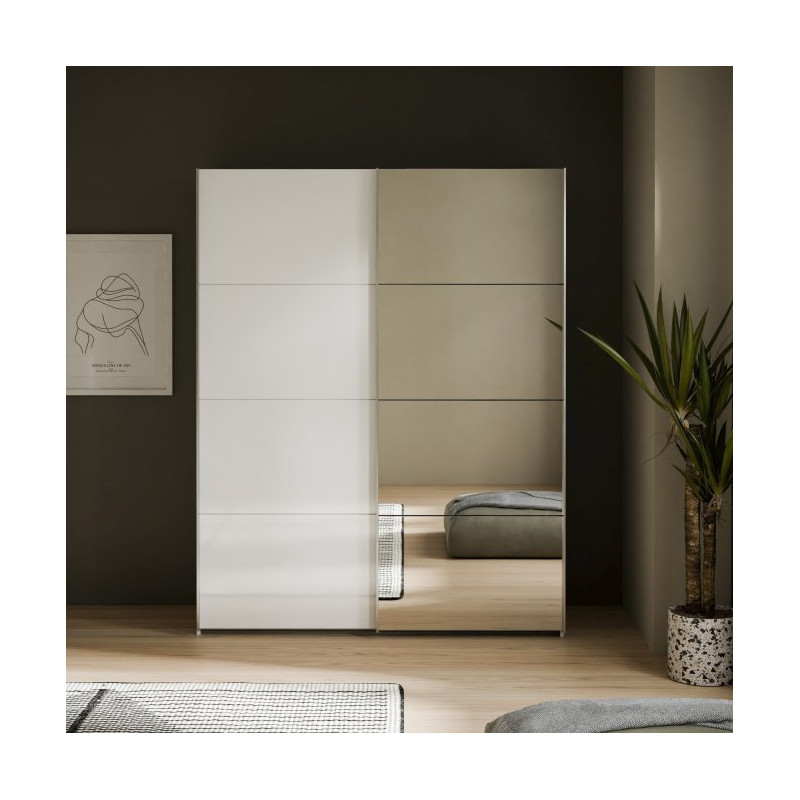 Szafa przesuwna 150 cm z lustrem Sophistispace SSQS72414 biały połysk