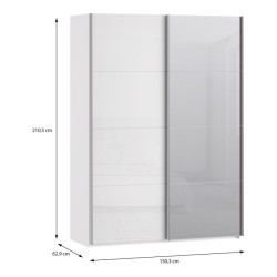 Szafa przesuwna 150 cm z lustrem Sophistispace SSQS72414 biały połysk