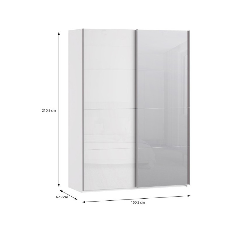 Szafa przesuwna 150 cm z lustrem Sophistispace SSQS72414 biały połysk
