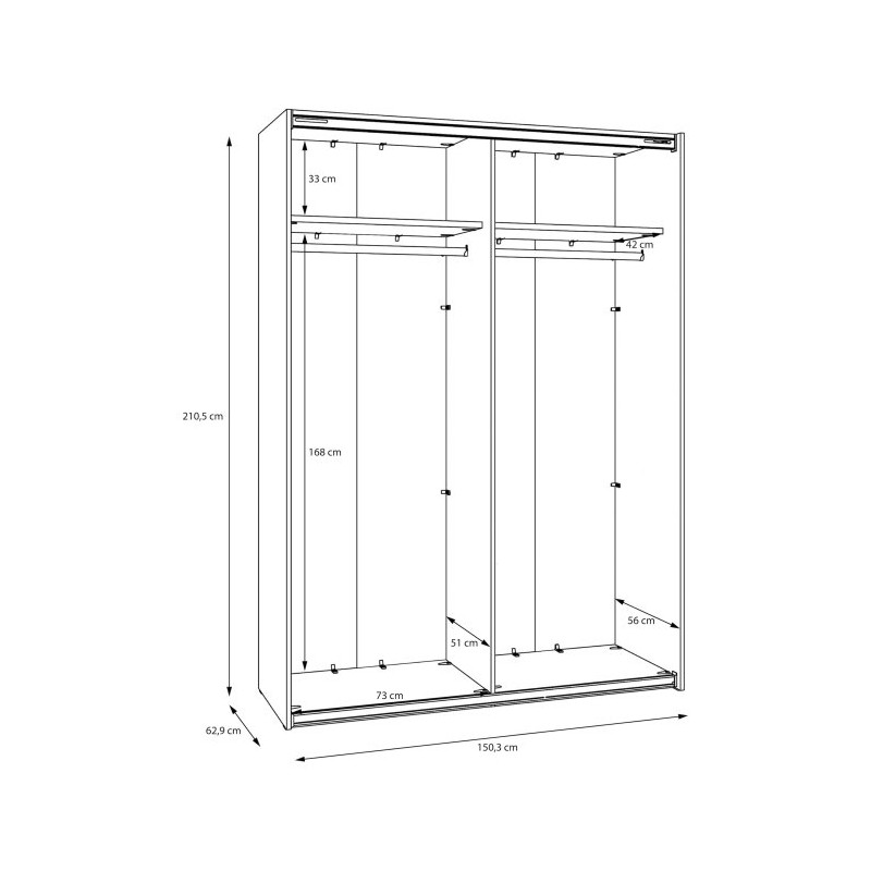 Szafa przesuwna 150 cm z lustrem Sophistispace SSQS72414 piaskowy