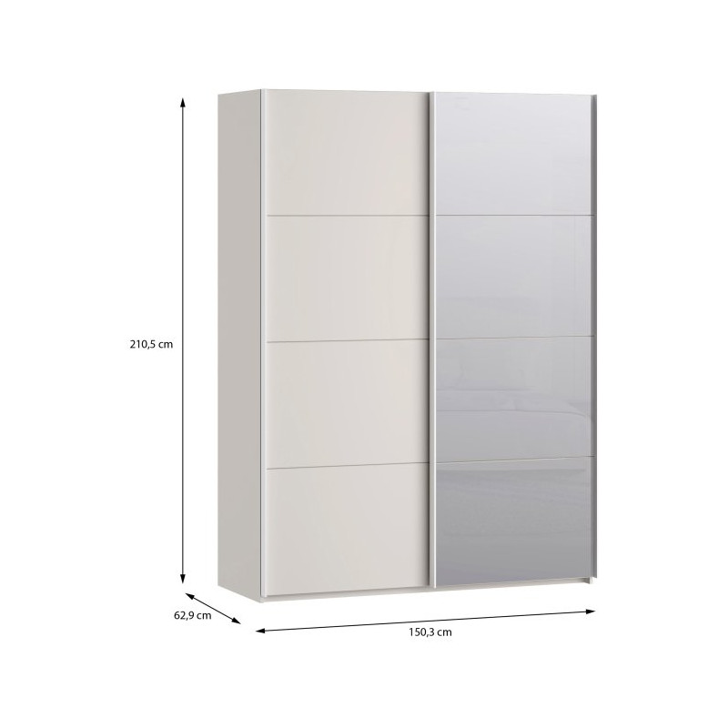 Szafa przesuwna 150 cm z lustrem Sophistispace SSQS72414 piaskowy