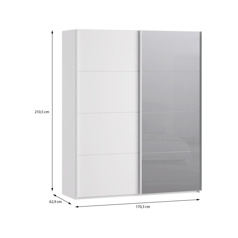 Szafa przesuwna 170 cm z lustrem Sophistispace SSQS82412 biały