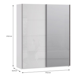 Szafa przesuwna 170 cm z lustrem Sophistispace SSQS82412 biały połysk