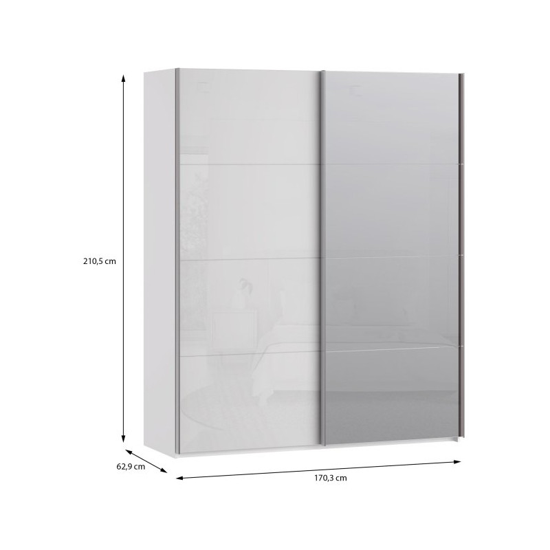 Szafa przesuwna 170 cm z lustrem Sophistispace SSQS82412 biały połysk
