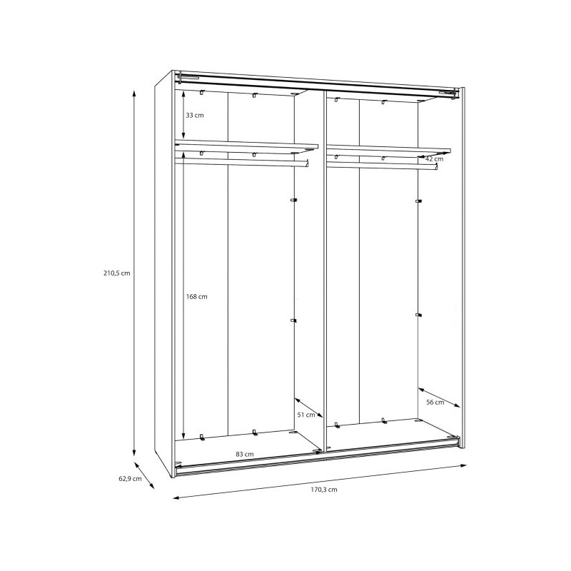 Szafa przesuwna 170 cm z lustrem Sophistispace SSQS82412 piaskowy