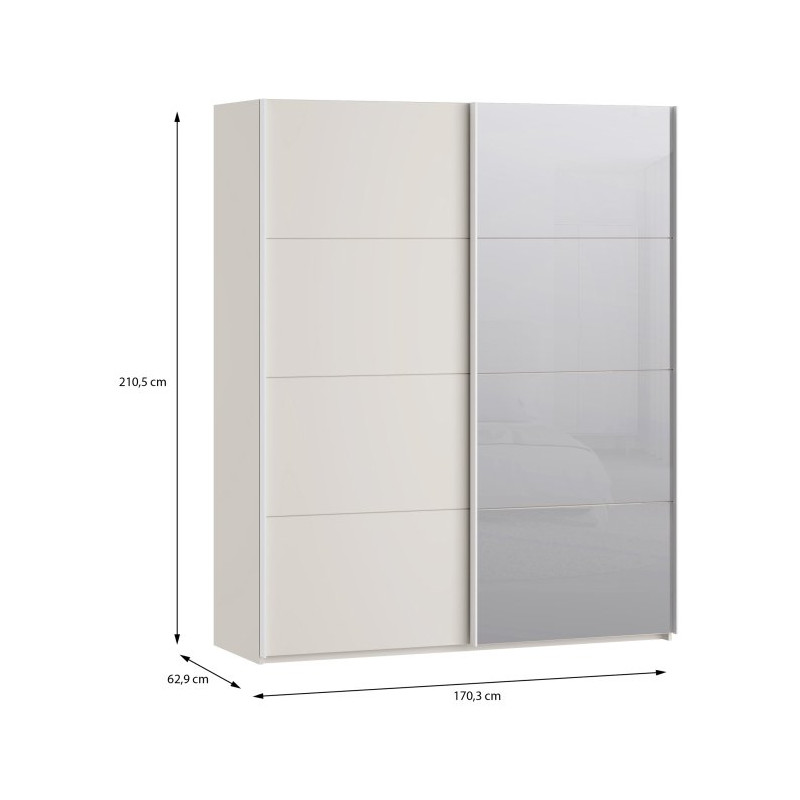Szafa przesuwna 170 cm z lustrem Sophistispace SSQS82412 piaskowy