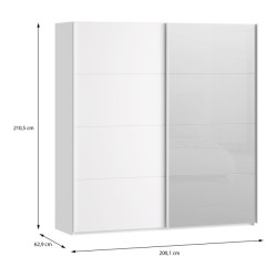 Szafa przesuwna 200 cm z lustrem Sophistispace SSQS32414 biały