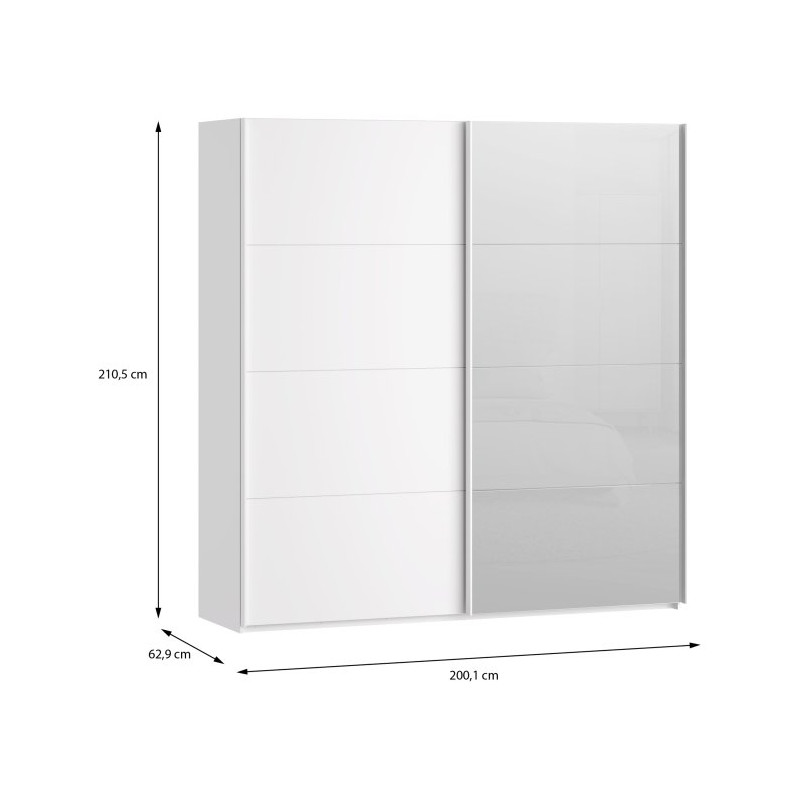Szafa przesuwna 200 cm z lustrem Sophistispace SSQS32414 biały