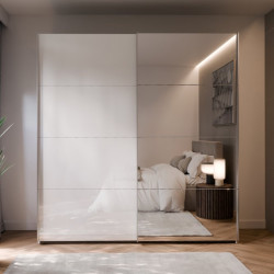 Szafa przesuwna 200 cm z lustrem Sophistispace SSQS32414 biały połysk