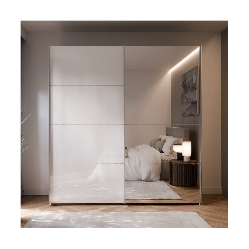 Szafa przesuwna 200 cm z lustrem Sophistispace SSQS32414 biały połysk