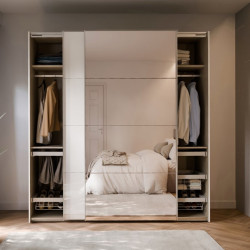 Szafa przesuwna 200 cm z lustrem Sophistispace SSQS32414 biały połysk