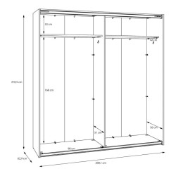 Szafa przesuwna 200 cm z lustrem Sophistispace SSQS32414 piaskowy