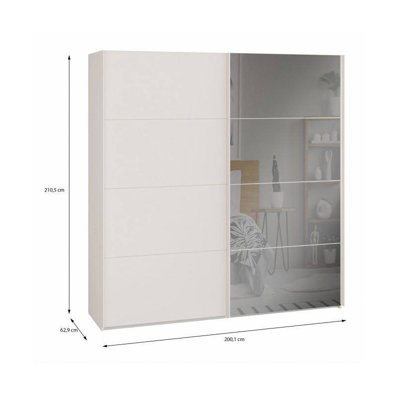 Szafa przesuwna 200 cm z lustrem Sophistispace SSQS32414 piaskowy