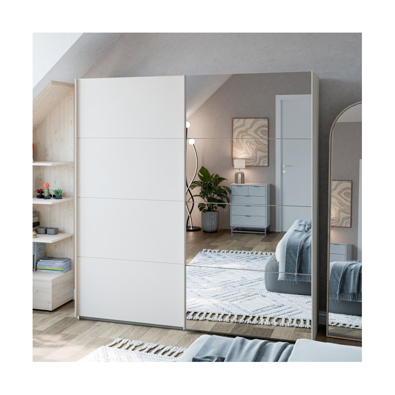 Szafa przesuwna 200 cm z lustrem Sophistispace SSQS32414 piaskowy
