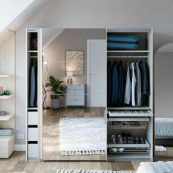 Szafa przesuwna 200 cm z lustrem Sophistispace SSQS32414 piaskowy